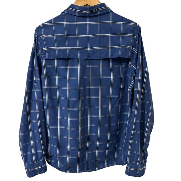 The North Face Shirt Mens Medium Blue Vented Back Button Up Long Roll Tab Sleeve - Picture 7 of 10